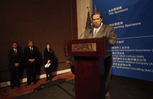 Mr. Burke addresses attendees at the AFP reception
