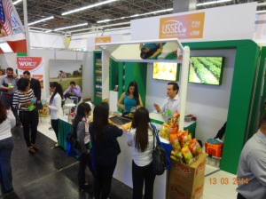 The promotion of U.S. soybean products in the USSEC booth during the ANTAD  2014 trade show in Guadalajara, Mexico