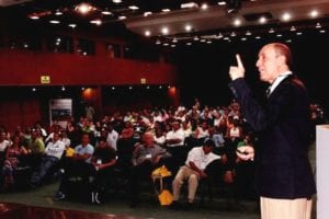 USSEC consultant Jairo Amezquita gives a lecture at the 2nd Worldwide Economic Forum of Tilapia in Neiva, Colombia