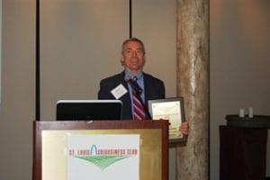 ASA CEO Steve Censky accepts the award for St. Louis Region’s Ag Leader of the Year (photo credit: ASA)