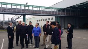 Ms. Burrier, U.S. food-bean exporters and USSEC staff tour soymilk processing facilities at Dr. Chung’s Food Co., Ltd.