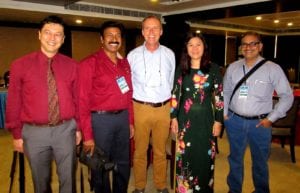 USSEC Director for Animal Feed and Soy Meal Program – India Dr. P. E. Vijay Anand and USSEC India Aquaculture Consultant R. Umakanth pose with conference resource persons