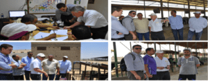 USSEC Consultant Dr. Jan van Eys discusses dairy feed formulation with the staff of the Dina dairy farm