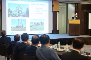 Ray Gaesser, ASA chairman, presents "Biotechnology to Global Food Demand & Soybean/ Corn to Export Pipeline" at the U.S. Soy Buyers Conference.