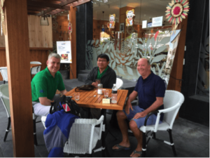 USSEC Aquaculture Program Lead Technical Consultant – SEA Lukas Manomaitis with USSEC’s Technical Consultant, Aquaculture - Indonesia Pamudi and Rob Garrison of PT Paramount Fishery Indonesia, discussing key issues