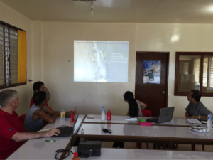 USSEC’s aquaculture consultants discuss how to manage diseases and prevent diseases during their visit to the Palawan Aquaculture Corporation on February 17