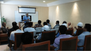 USSEC consultant Carlos Campabadal presents a conference on the nutritional value of FFSBM for CRIO's technical staff 