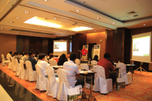 Mr. Newman presents “The Utilization of Soy Products to Reduce the Amount of Fish Meal and Fish Oil in Aquaculture Feeds” during the USSEC Aquaculture Feed Nutrition Workshop in Crowne Plaza Manila Galleria, Manila, Philippines