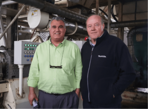 USSEC consultant Mian Riaz, Head - Extrusion Technology Program, Texas A&M University, visited with Ioan Antoci, general manager of Suinprod Roman, the pioneer of soy extrusion in Romania
