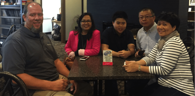 Round-table meeting set up by USSEC with Rob Prather and owners of GAMC group of companies. From left: Rob Prather; Dr. Neneth Reas; and GAMC owners, Dian Que, Lorenzo Que and Yvonne Que.