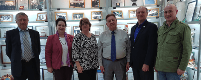 The USSEC delegation is welcomed by Vladimir Fisinin and Victor Egorov at the GNU VNITIP- All Russian Scientific Research and Technology Institute for Poultry Industry in Sergiev Posad, Russia