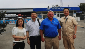 Mr. Sukalski is escorted by USSEC Country Director – China Xiaoping Zhang and USSEC Marketing Manager Claudia Chong as they visit Qinhuangdao Goldensea Grains & Oils Industry Co., Ltd. of Yihai Kerry Group