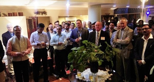 Industry and QSSB members listen to Scott Sindelar, Minister Counselor of Agricultural Affairs, Foreign Agriculture Services (FAS) / U.S. Department of Agriculture (USDA), Embassy of the United States, New Delhi and USSEC Stakeholder Relations Manager Will McNair in Delhi, India