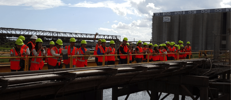 Observing unloading from barge at CHS facility