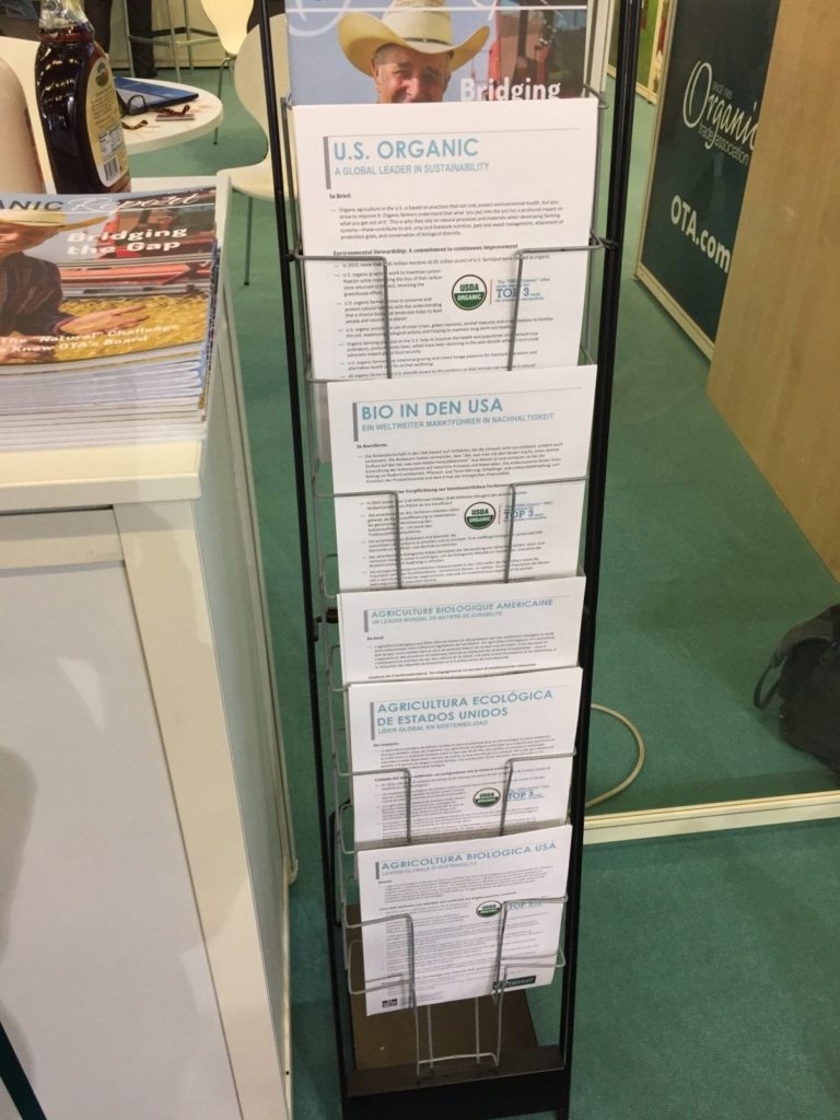 Organic Trade Association, a USSA cooperator, had fact sheets in 5 languages
