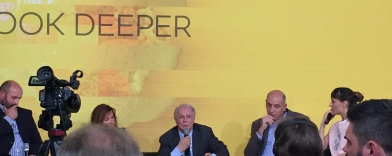 David Green speaks at the SIAL TV panel on sustainability. Mr. Green made several key points to participants, explaining that 95 percent of U.S farms are family farms; that innovations such as precision ag, GPS, and drones reduce mass irrigation; and discussed challenges to Innovation