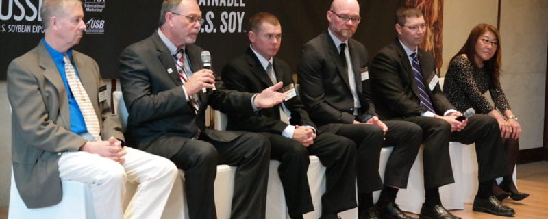 USSEC and ASA director Monte Peterson answers a question during the Q&A session
