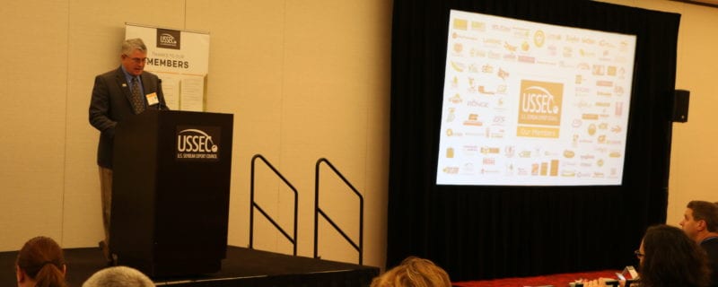 USSEC Chairman Jim Miller addresses attendees at the first USSEC International Marketing Dialogue on December 5 in St. Louis