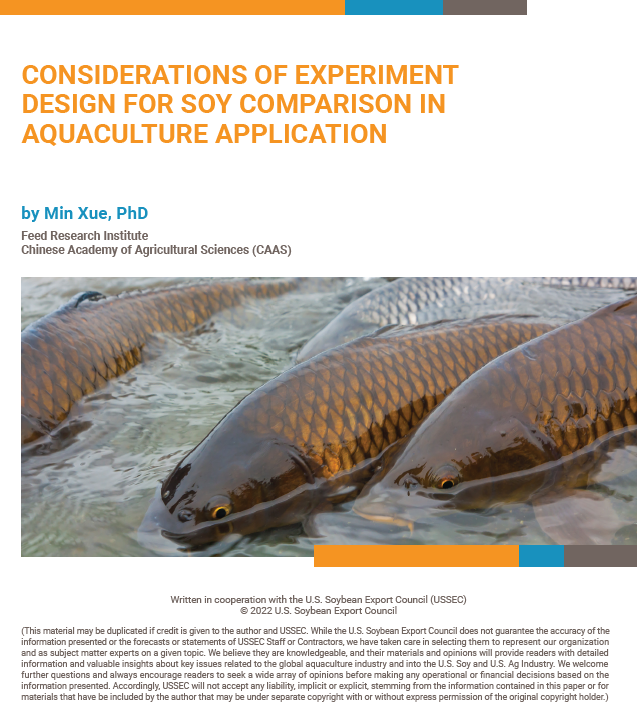Considerations of Experiments Design for Soy Comparison in Aquaculture Application