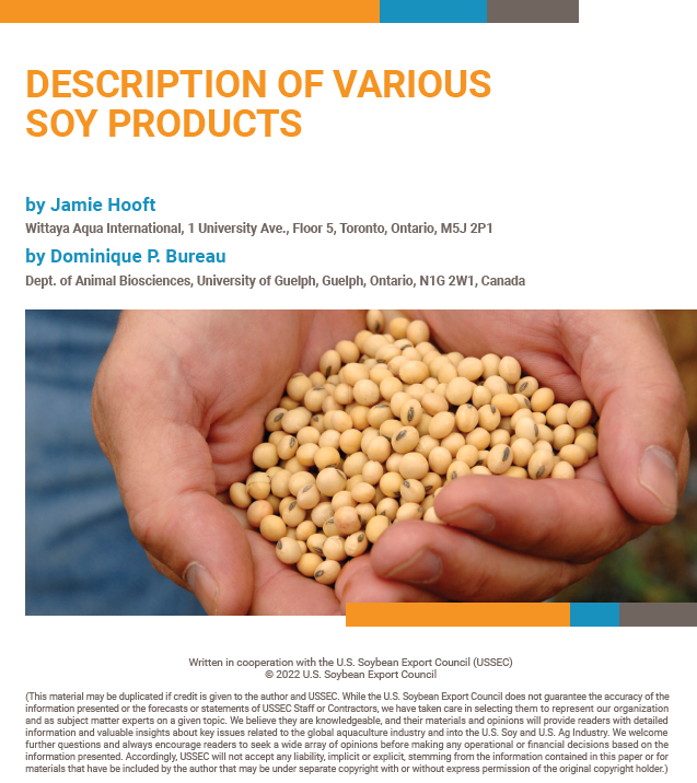 Desecription of Various Soy Products Technical Bulletin by Jamie Hooft and Dominique P. Bureau
