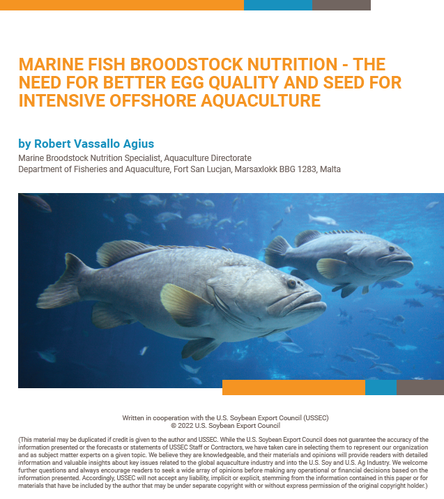Marine Fish Brookstock Nutrition - The Need for Better Egg Quality and Seed for Intensive Offshore Aquaculture technical bulletin by Robert Vassallo Agius