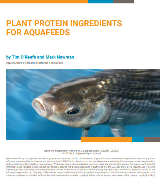 Plant Protein Ingredients for Aquafeeds technical bulletin by Tim O'Keefe and Mark Newman