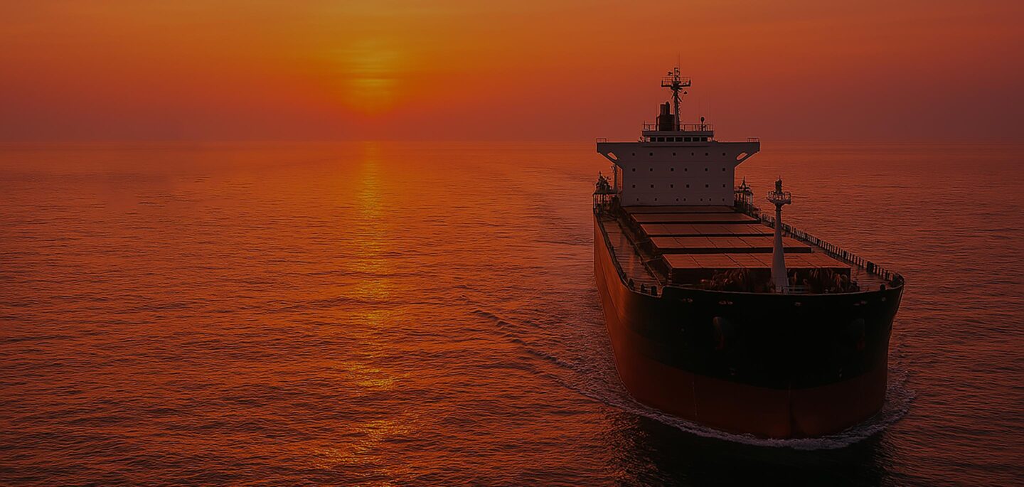 A grain ship at sea