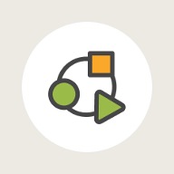 Icon representing a process made through different points of view