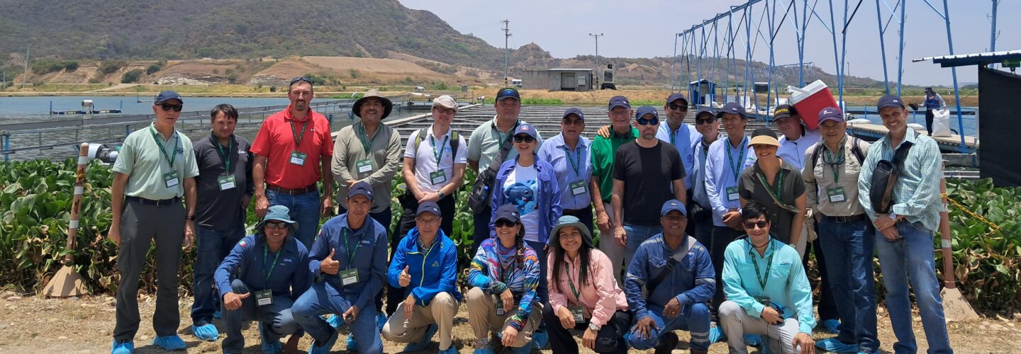 Group of people at an aquaculture facility
