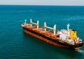 A grain ship at sea