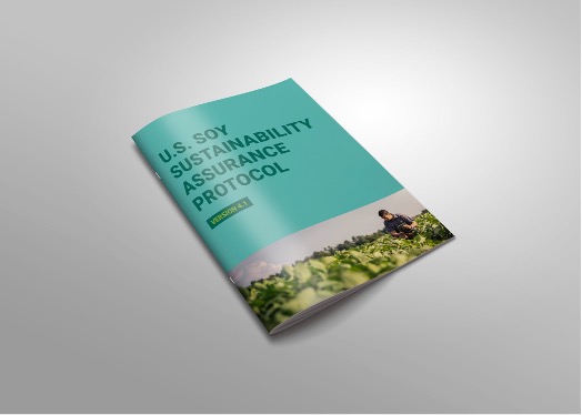 Photo of a printed U.S. Soy Sustainability Assurance Protocol booklet