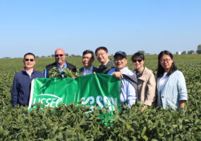 Chinese Trade Team visiting Iowa Soybean farm