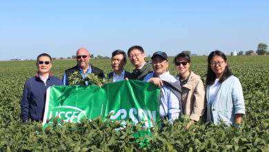 Chinese Trade Team visiting Iowa Soybean farm